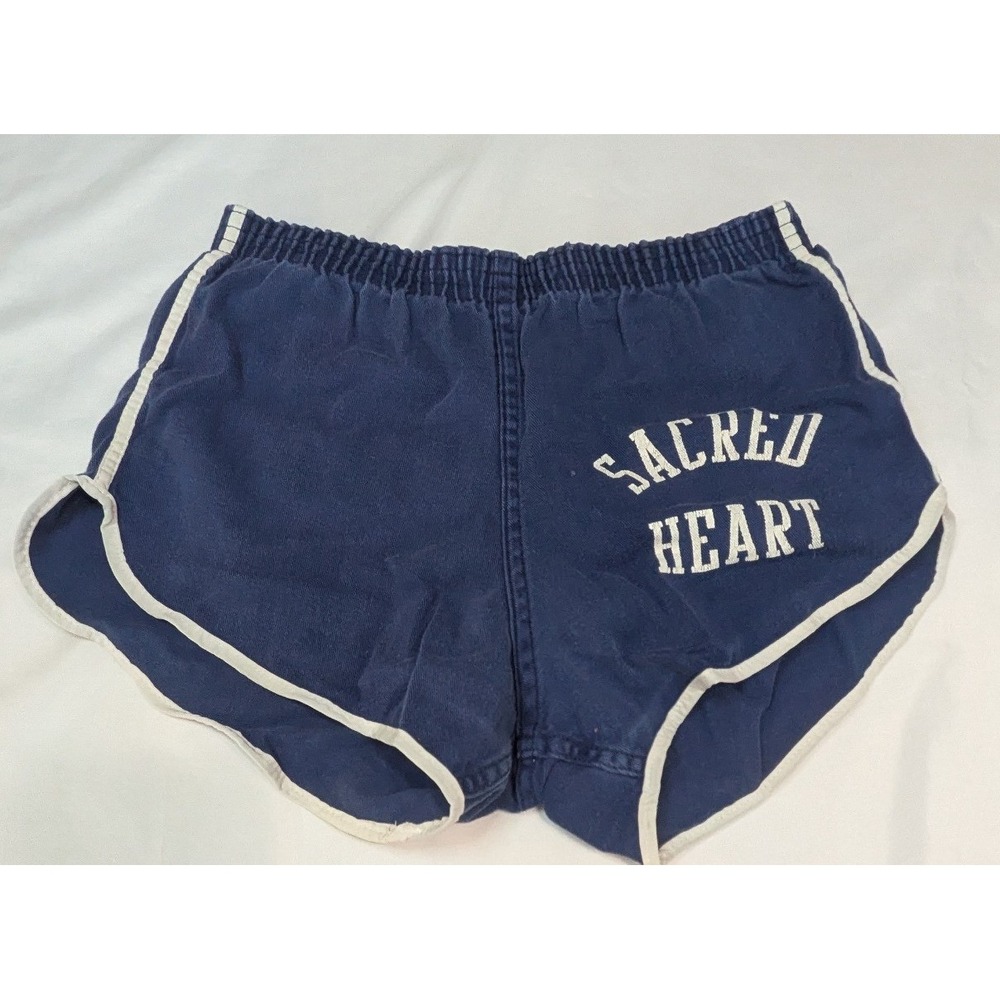 Russell Athletic Shorts Women Small Navy Blue Good Sacred Heart Dolphin Retro